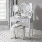 Monaco White Dressing Table with Mirror & Stool