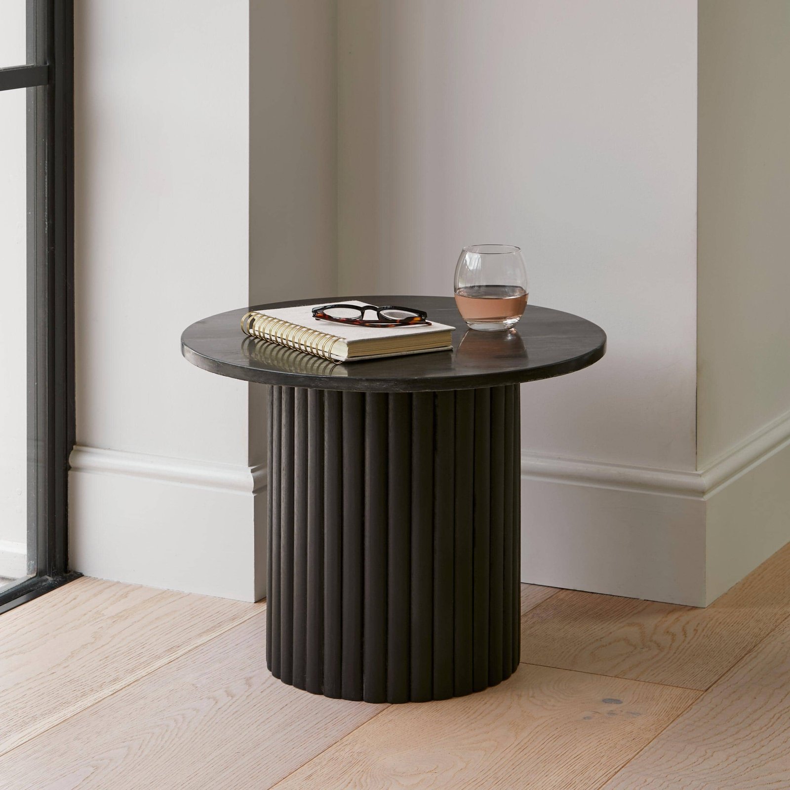 myla-round-side-table-jet-black-laura-james-1 Outlet - Myla Black Round Side Table - Image 1