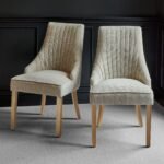 Outlet - Nadine Marl Taupe Dining Chairs - Set of 2 - Whitewash Legs