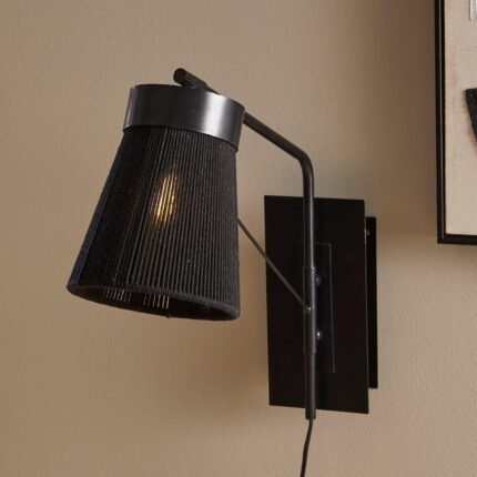 Outlet - Neri Black Cotton String Wall Light