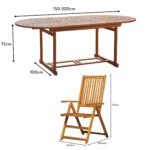 Oakley 4 Seater Wooden Extendable Garden Dining Set with Cream LED Premium Parasol - Image 13