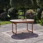Oakley 6 Seater Wooden Oval Extendable Garden Dining Table 150-200cm - Image 2