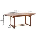 Oakley 6 Seater Wooden Oval Extendable Garden Dining Table 150-200cm - Image 7