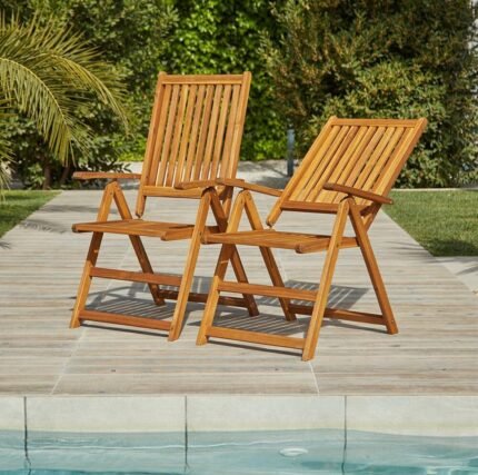 Oakley Wooden Folding Garden Chairs - Set of 2