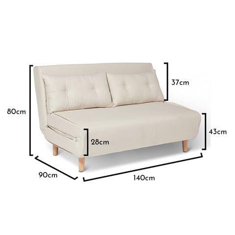 Una 2 Seater Double Sofa Bed - Oatmeal Linen 1 Una Oatmeal Double Sofa Bed - Laura James