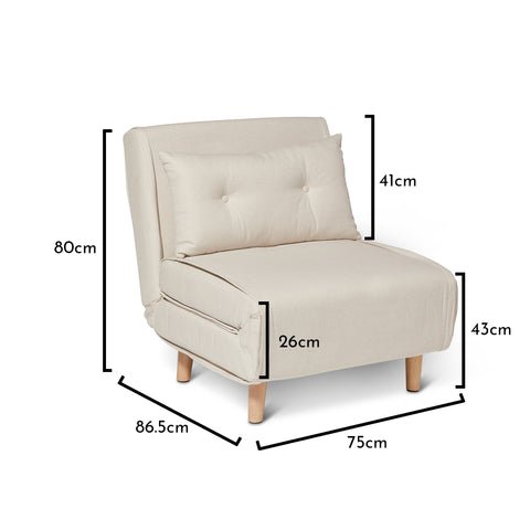 Una Single Sofa Bed - Oatmeal Linen 1 Una Oatmeal Linen Single Sofa Bed - Laura James