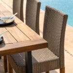 Oliver Rattan Garden Dining Chairs with Acacia Wood Legs - Set of 2 - Image 3