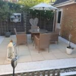 Kemble 4 Seater Rattan Round Garden Dining Set with Cream Parasol - Natural Brown - Image 3
