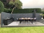 Hali 8 Seater Wooden Outdoor Dining Set with Hali Black Chairs & Cream Lean Over Parasol  - 235cm - Image 5