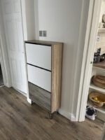 Anderson Shoe Cabinet - 3 Door - Oak Effect & White - Image 2