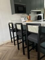 Outlet - Charlie Bar Stool with Wooden Footrest - Black - Image 2