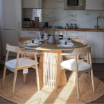 Carter Boucle Dining Armchairs - Set of 2 - Whitewash Oak Legs - Image 2
