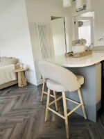 Marilyn Soft Beige Bar Stool - Whitewash Oak Legs - Image 4