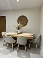 Amelia Whitewash Extendable Dining Table Set - 6 Seater - Freya Sand Dining Chairs - Oak Legs - Image 6