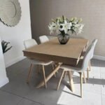 Amelia Whitewash Extending Dining Table Set - 6 Seater - Bella Light Beige Boucle Dining Chairs - Whitewash Legs - Image 6