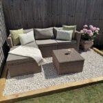 Weston 4 Seater Rattan Garden Corner Sofa Set with Cream Lean Over Parasol - Natural Weave - Image 6
