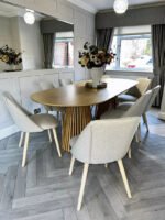 Willow Pale Oak  Dining Table Set - 8 Seater - Freya Sand Dining Chairs - Whitewash Legs - Image 5
