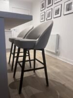 Marilyn Soft Beige Bar Stool - Black Oak Legs - Image 5