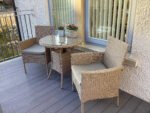 Kemble 2 Seater Rattan Garden Bistro Outdoor Dining Set - Natural Brown - Image 2