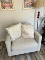 Ava Sand Armchair - Pale Oak Legs - Image 6