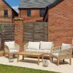 Eaden Rope Garden Conversation Set with Grey Lean Over Parasol - Natural - Image 5