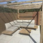 Shiva Garden Corner Sofa Set with Grey LED Premium Parasol - Stone - Image 5