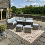 Aston 9 Seater Rattan Corner Sofa Set with Cream Lean Over Parasol - Grey - Image 5