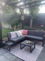 Maia 5 Seater Garden Interchangeable Sofa Set with Cream Lean Over Parasol - Grey - Image 2