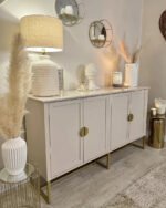 Ines 4 Door Large Sideboard -  Taupe & Gold - Image 2