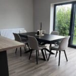 Amelia Black Dining Table Set - 6 Seater - Bella Soft Beige Dining Chairs - Black Legs - Image 4