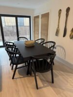 Amelia Black Extendable Dining Table Set - 6 Seater - Mabel Black Spindle Back Chairs - Image 4