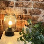 Elland 22.5cm Glass Table Lamp - Smoked & Black - Image 2