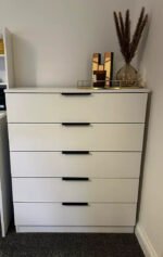 Essie Tall Chest of 5 Drawers - White - Image 2