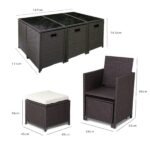 Outlet - 10 Seater Rattan Cube Outdoor Dining Set - Brown Weave - Image 8