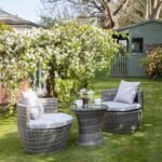 Outlet - 2 Seater Rattan Egg Chair Bistro Set - Grey
