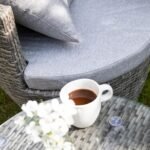Outlet - 2 Seater Rattan Egg Chair Bistro Set - Grey - Image 2