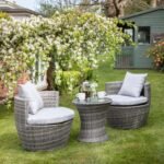 Outlet - 2 Seater Rattan Egg Chair Bistro Set - Grey - Image 3