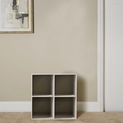 Outlet 4 Cube White Bookcase Wooden Display Unit Shelving Storage Bookshelf Shelves (No Basket)