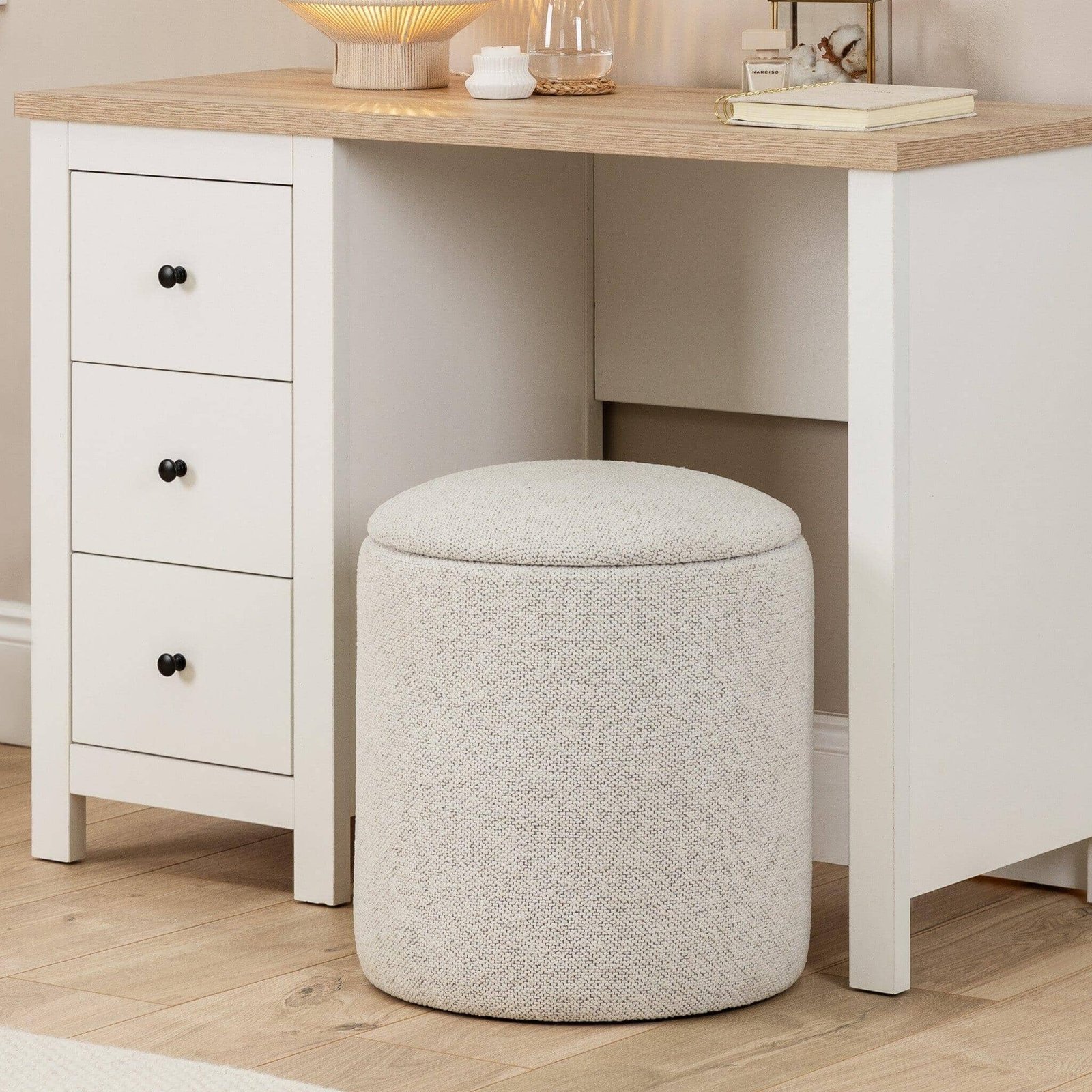 outlet-abigail-drum-stool-dove-grey-laura-james-1 Outlet - Abigail Storage Pouffe/Footstool - Dove Grey