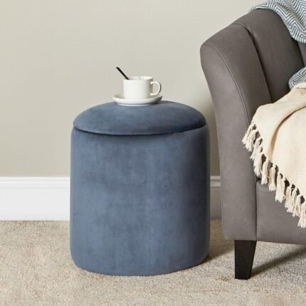 Outlet - Abigail Storage Pouffe/Footstool - Horizon Blue