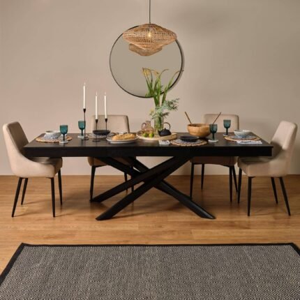 Outlet - Amelia Black Wood Extendable Dining Table