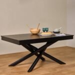 Amelia Black Dining Table Set - 6 Seater - Freya Fossil Carver Chairs - Black Legs - Image 2