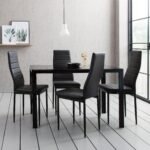 Outlet - Anya glass dining table set - 4 seater - black