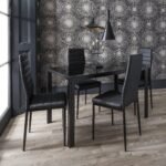 Outlet - Anya glass dining table set - 4 seater - black - Image 3