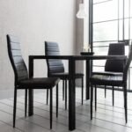Outlet - Anya glass dining table set - 4 seater - black - Image 6