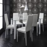 Outlet - Anya glass dining table set - 6 seater - white