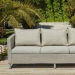 Outlet - Aria 3 Seater Rattan Garden Sofa - Light Grey - Image 2
