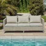 Outlet - Aria 3 Seater Rattan Garden Sofa - Light Grey - Image 4