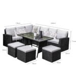 Outlet - Aston Rattan Corner Sofa Set - 9 Seater - Black - Image 8