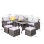 Outlet - Aston Rattan Corner Sofa Set - 9 Seater - Grey - Image 9